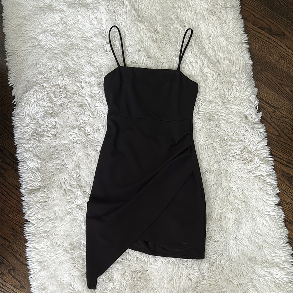 Blue Blush Black Asymmetrical Bodycon Dress